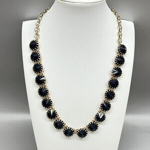 J.Crew Venus Flytrap Necklace Midnight Blue Prong Set Rivoli Stones Faceted